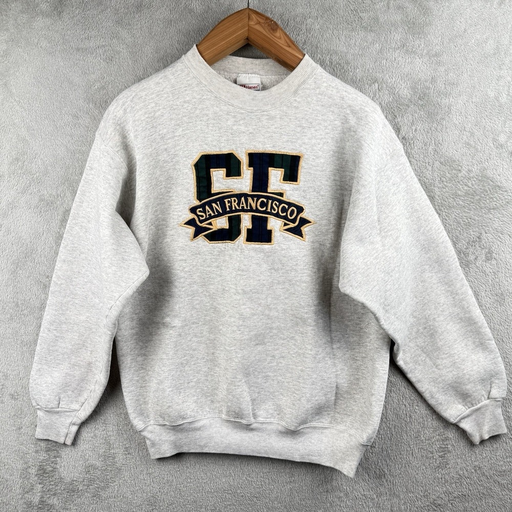Hanes San Francisco VTG Sweatshirt Womens M Gray Embroidered SF Retro Pullover